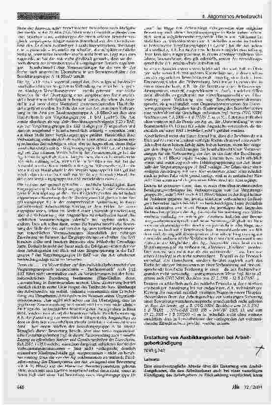 Vorschauseite 1: Erstattung von Ausbildungskosten bei Arbeitgeberkündigung