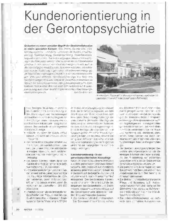 Vorschauseite 1: Kundenorientierung in der Gerontopsychiatrie