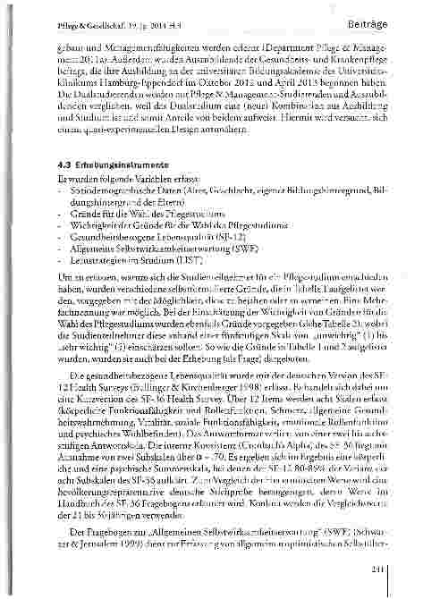 Vorschauseite 6: Duales Studium Pflege - Zielgruppe, Gründe für die Studienwahl und gesundheitsbezogene Lebensqualität zu Studienbeginn