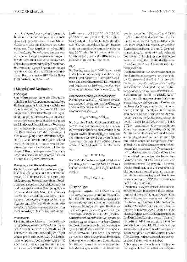 Vorschauseite 2: Glutardialdehyd (GDA)-Rückstände in flexiblen Endoskopen Teil II: Analytische Methode und Faktoren zur Bestimmung der GDA-Rückstände