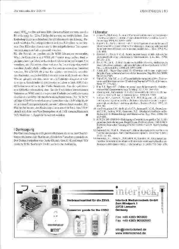 Vorschauseite 5: Glutardialdehyd (GDA)-Rückstände in flexiblen Endoskopen Teil II: Analytische Methode und Faktoren zur Bestimmung der GDA-Rückstände