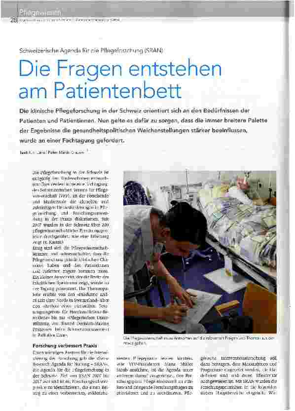 Vorschauseite 1: Die Fragen entstehen am Patientenbett