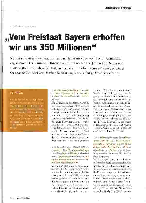 Vorschauseite 2: Vom Freistaat Bayern erhoffen wir uns 350 Millionen