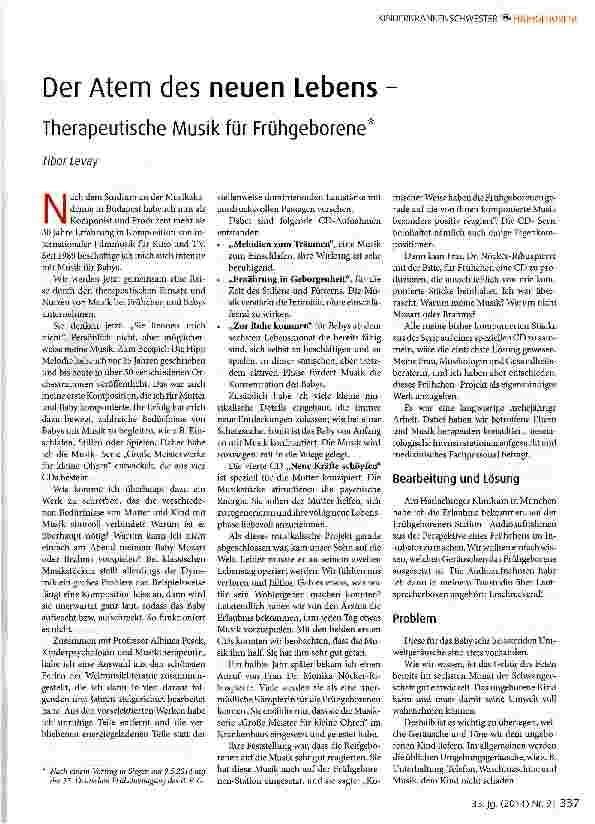 Vorschauseite 1: Der Atem des neuen Lebens - Therapeutische Musik für Frühgeborene