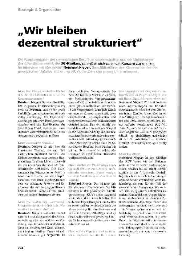 Vorschauseite 1: Wir bleiben dezentral strukturiert