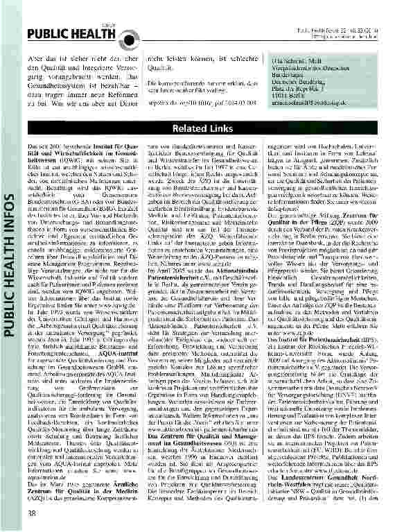 Vorschauseite 3: Stärkung von Qualität im Gesundheitswesen -Erfahrungen aus der Praxis einer Gesundheitsministerin