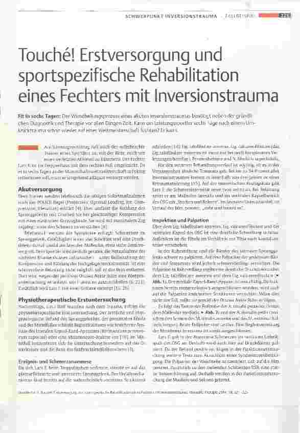 Vorschauseite 1: Touché! Erstversorgung und sportspezifische Rehabilitation eines Fechters mit Inversionstrauma