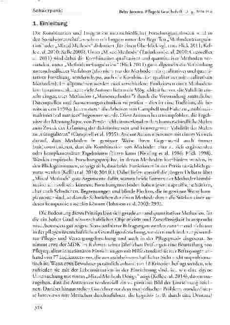 Vorschauseite 2: Methodentriangulation und Mixed Methods in der Pflegeund Versorgungsforschung -konzeptuelle Überlegungen und empirische Erfahrungen