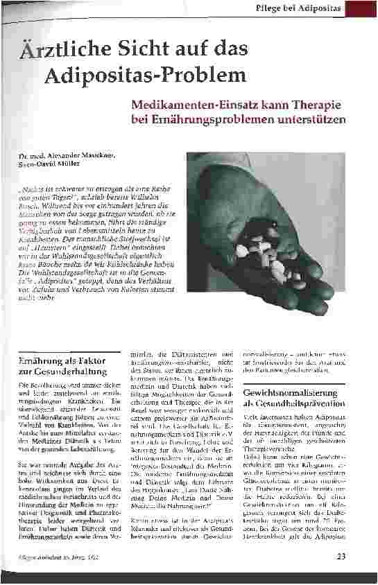 Vorschauseite 1: Ärztliche Sicht auf das Adipositas-Problem