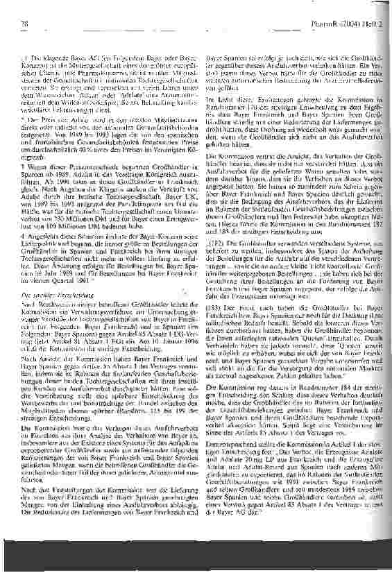Vorschauseite 2: Keine wesentliche Änderung für Importarzneimittel EuGH, Urteil vom 6. Januar 2004