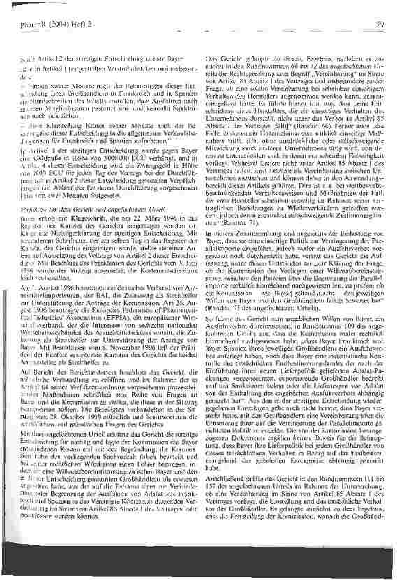 Vorschauseite 3: Keine wesentliche Änderung für Importarzneimittel EuGH, Urteil vom 6. Januar 2004