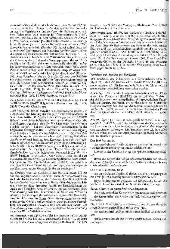Vorschauseite 6: Keine wesentliche Änderung für Importarzneimittel EuGH, Urteil vom 6. Januar 2004