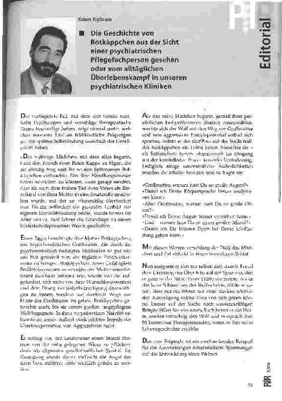 Vorschauseite 1: Die Geschichte von Rotkäppchen aus der Sicht einer psychiatrischen Pflegeperson gesehen oder vom alltäglichen Überlebenskampf in unseren psychiatrischen Kliniken