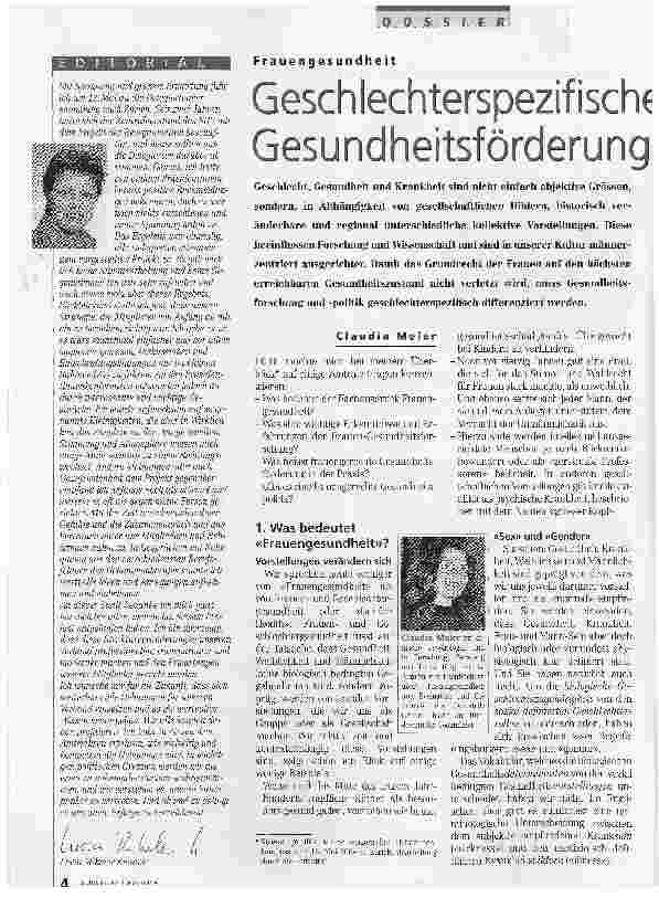 Vorschauseite 1: Geschlechterspezifische Gesundheitsförderung ein Muss