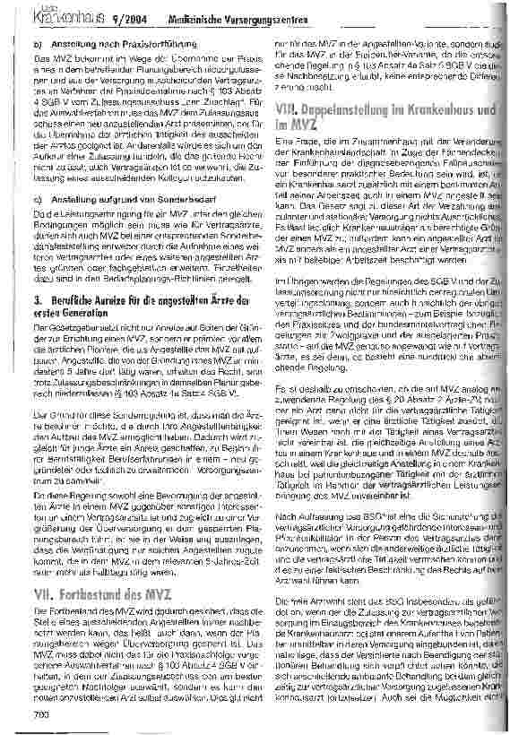 Vorschauseite 3: Medizinische Versorgungszentren - die Konzeption des Gesetzgebers (II)