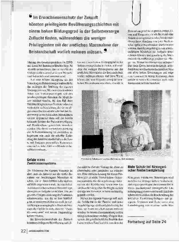 Vorschauseite 2: Nicht mehr Einschränkungen als nötigWas bringt die Revision des Vormundschaftsrechts?