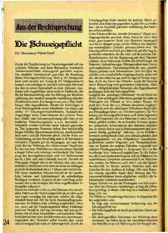 Vorschauseite 1: Die Schweigepflicht