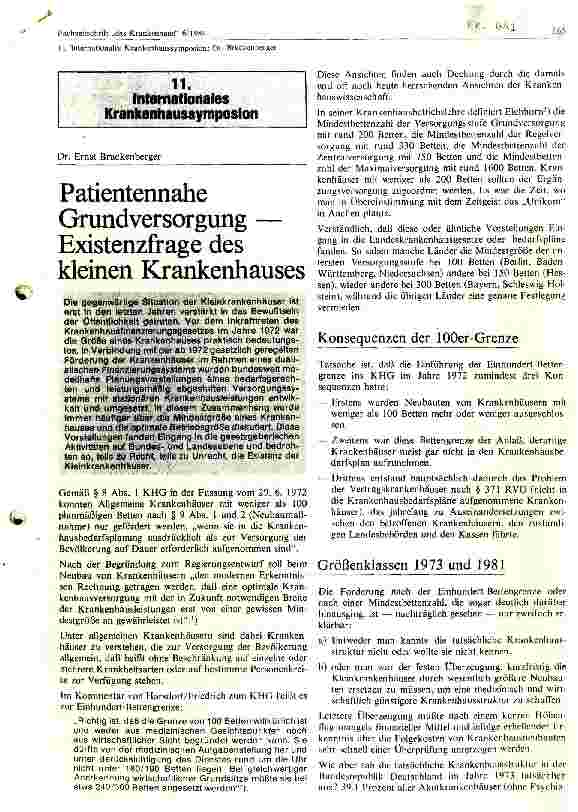 Vorschauseite 1: Patientennahe Grundversorgung Existenzfrage eines kleinen Krankenhauses