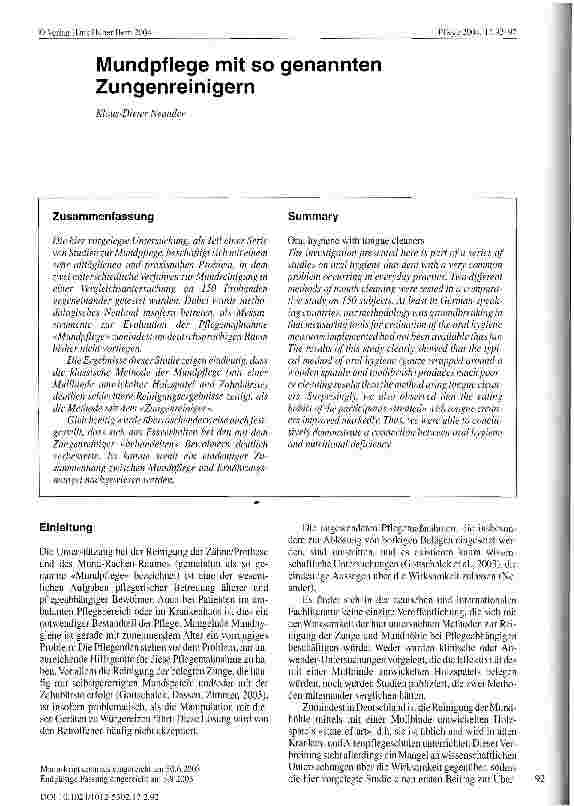 Vorschauseite 1: Mundpflege mit so genannten Zungenreinigern