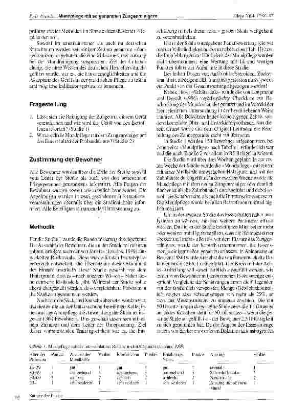Vorschauseite 2: Mundpflege mit so genannten Zungenreinigern