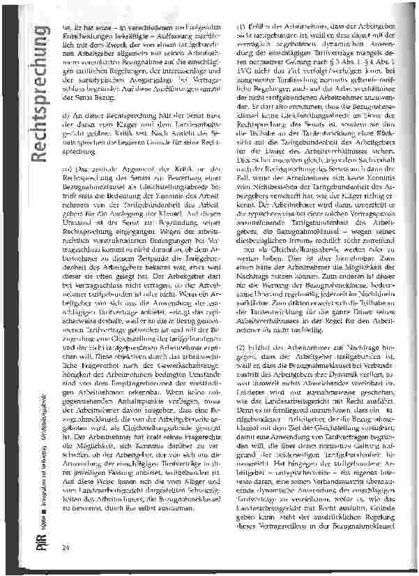 Vorschauseite 3: Bezugnahme auf Tarifvertrag - Gleichstellungsabrede BAG, Urt. v. 19.03.2003