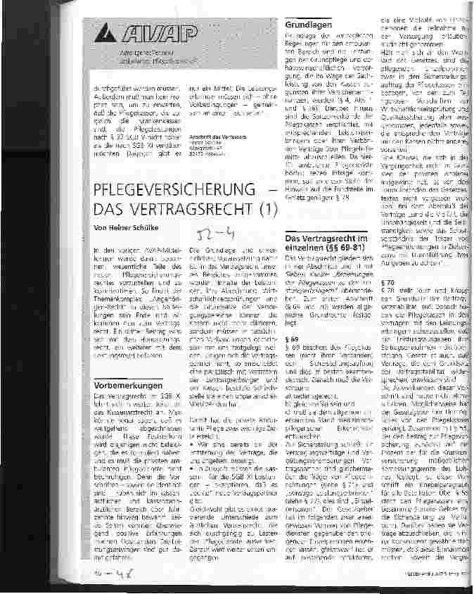 Vorschauseite 1: Pflegeversicherung - das Vertragsrecht Teil 1