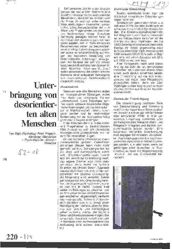 Vorschauseite 1: Unterbringung von desorientierten alten Menschen