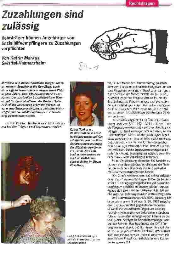 Vorschauseite 1: Zuzahlungen sind zulässig Heimträger können Angehörige von Sozialhilfeempfängern zu Zuzahlungen verpflichten
