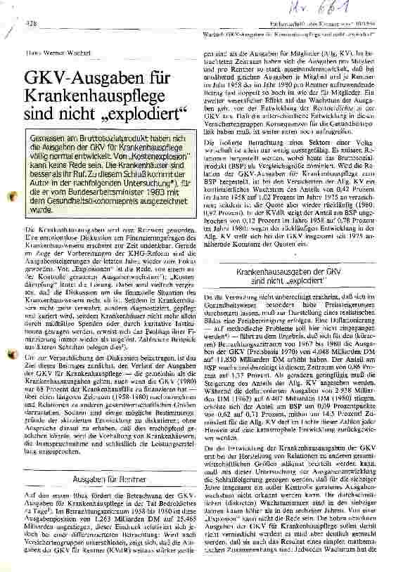 Vorschauseite 1: GKV- Ausgaben für Krankenhauspflege sind nicht explodiert