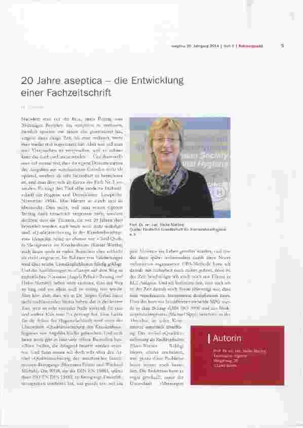 Vorschauseite 1: 20 Jahre aséptica die Entwicklung einer Fachzeitschrift