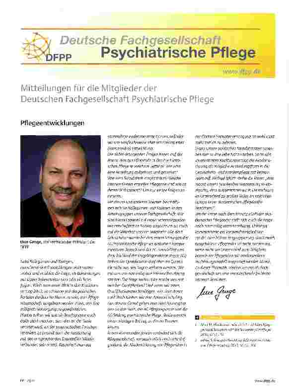 Vorschauseite 1: Mitteilungen für die Mitglieder der Deutschen Fachgesellschaft Psychiatrische Pflege