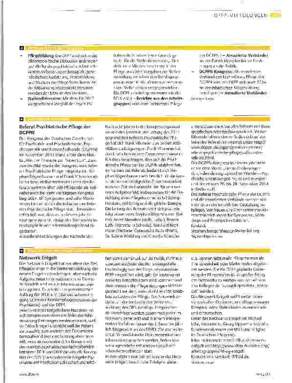 Vorschauseite 2: Mitteilungen für die Mitglieder der Deutschen Fachgesellschaft Psychiatrische Pflege