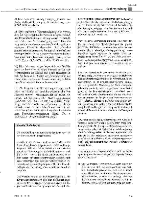 Vorschauseite 4: Formularmäßige Vereinbarung der Erstattung von Weiterbildungskosten im Falle der vom Arbeitnehmer zu vertretenden Beendigung des Arbeitsverhältnisses