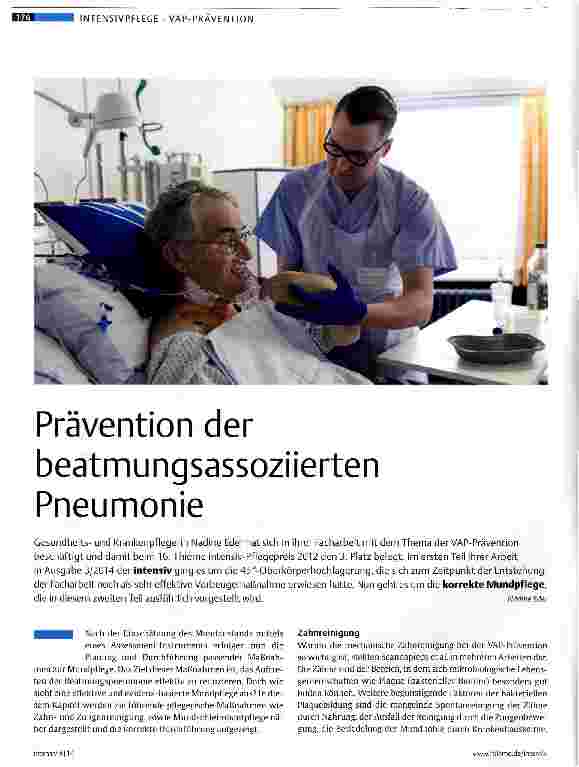 Vorschauseite 1: Prävention der beatmungsassoziierten Pneumonie