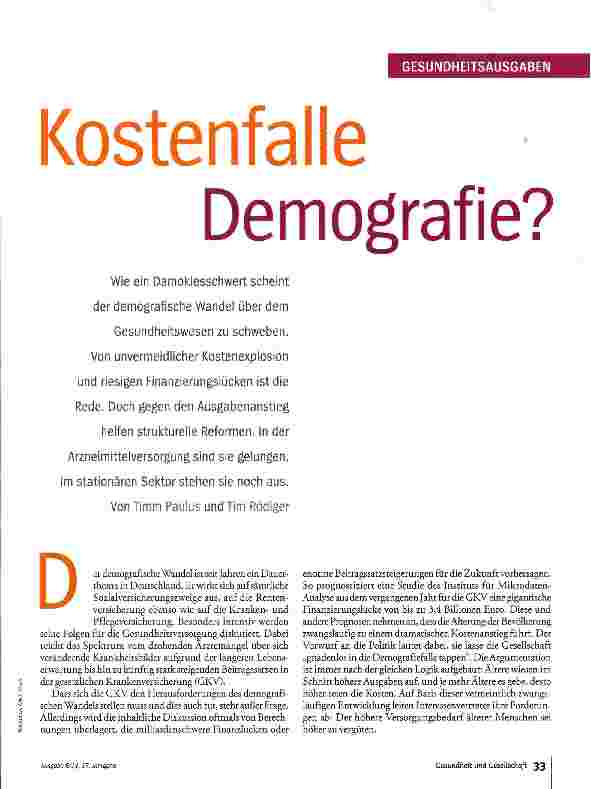 Vorschauseite 1: Kostenfalle Demografie?