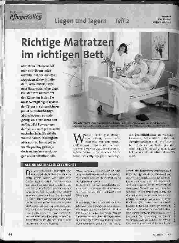 Vorschauseite 1: Richtige Matratzen im richtigen Bett Liegen und lagern, Teil 2