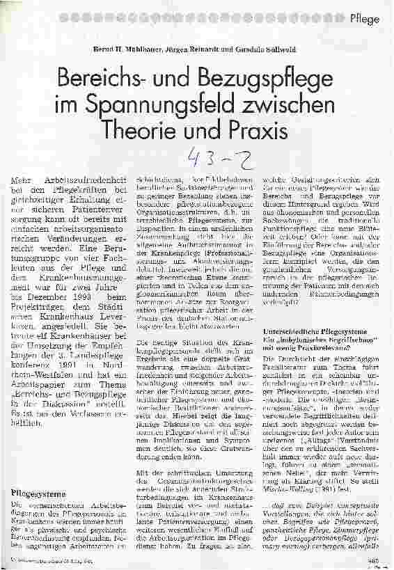 Vorschauseite 1: Bereichsund Bezugspflege im Spannungsfeld zwischen Theorie und Praxis