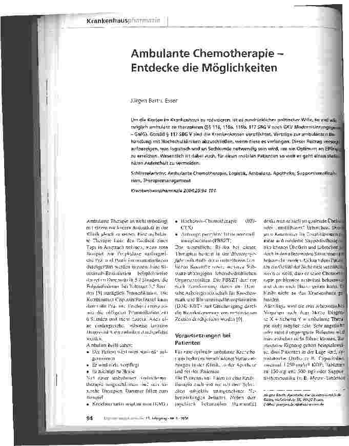 Vorschauseite 1: Ambulante Chemotherapie - Entdecke die Möglichkeiten
