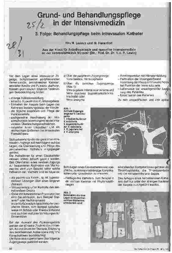 Vorschauseite 1: Grundu. Behandlungspflege in der Intensivmedizin/3. Folge: Behandlungspflege beim intravasalen Katheter
