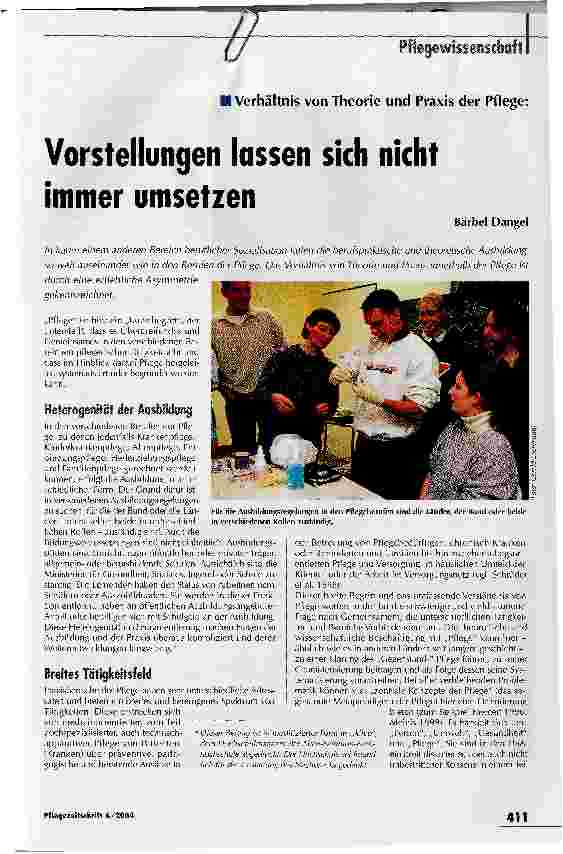 Vorschauseite 1: Vorstellungen lassen sich nicht immer umsetzenVerhältnis von Theorie und Praxis der Pflege