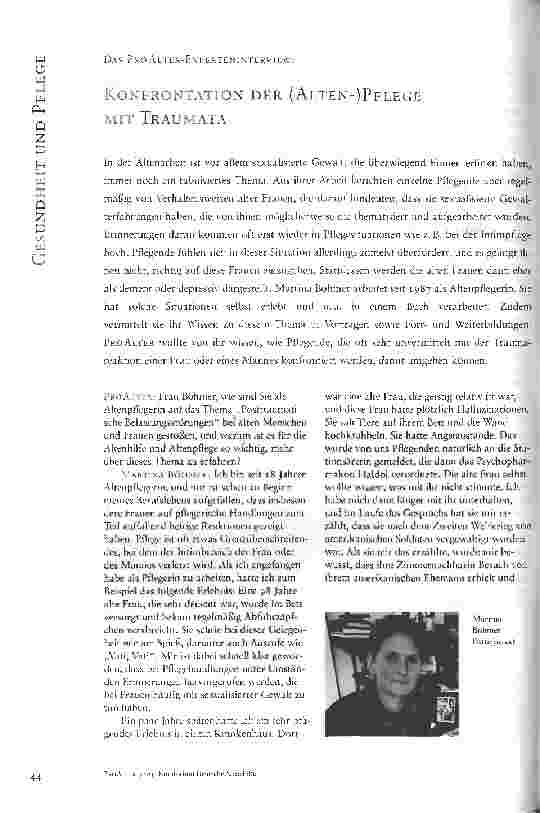 Vorschauseite 1: KONFRONTATION DER (ALTEN-)PFLEGE MIT TRAUMATADAS PROALTER-EXPERTENINTERVIEW