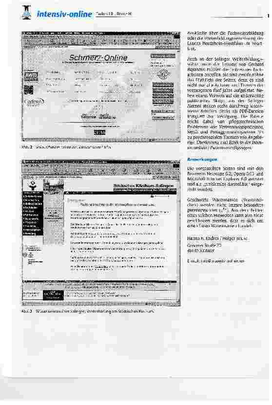 Vorschauseite 2: - Schmerz online-Weiterbildung Intensivpflege und Anästhesie am Städtischen Klinikum Solingen