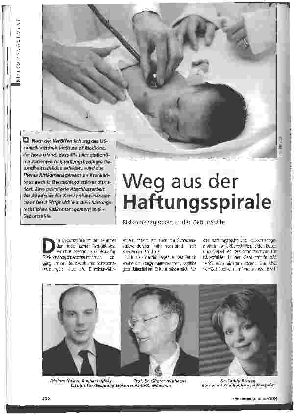 Vorschauseite 1: Weg aus der HaftungsspiraleRisikomanagement in der Geburtshilfe