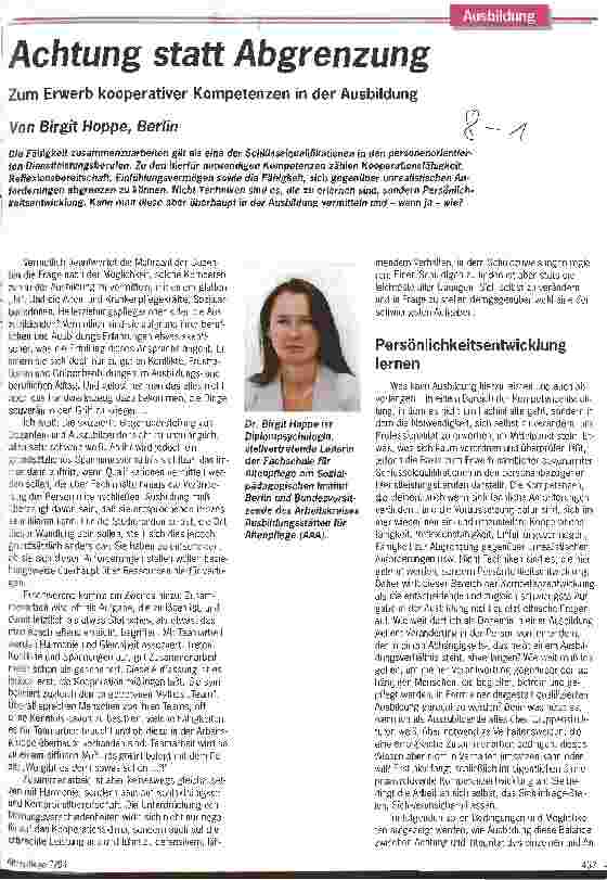 Vorschauseite 1: Achtung statt Abgrenzung Zum Erwerb kooperativer Kompetenzen in der Ausbildung