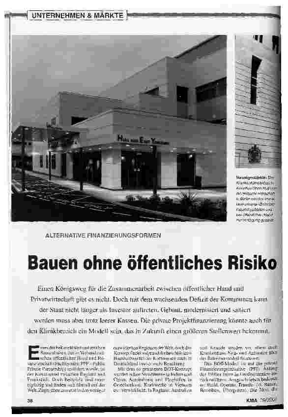 Vorschauseite 1: Bauen ohne öffentliches RisikoALTERNATIVE FINANZIERUNGSFORMEN