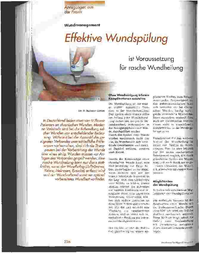 Vorschauseite 1: Effektive Wundspülung ist Voraussetzung für rasche Wundheilung