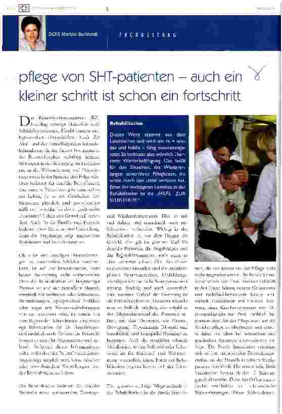 Vorschauseite 1: Pflege von SHT-patienten - auch ein kleiner Schritt ist schon ein Fortschritt