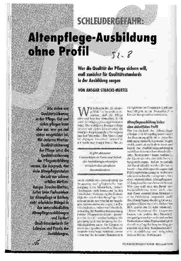 Vorschauseite 1: Altenpflege-Ausbildung ohne Profil Schleudergefahr