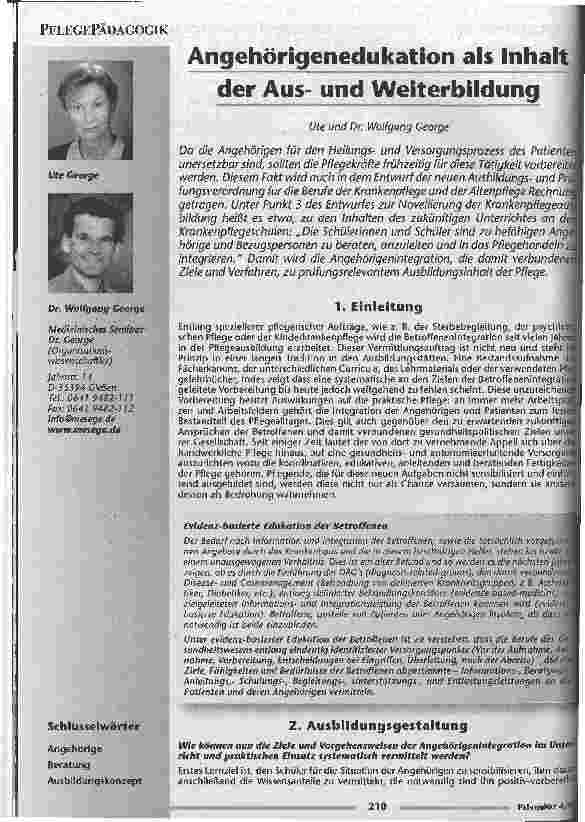 Vorschauseite 1: Angehörigenedukation als Inhalt der Ausund Weiterbildung
