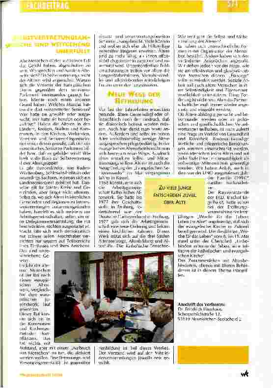 Vorschauseite 4: Der Ruf nach einem europäischen Altenwerk ist laut geworden